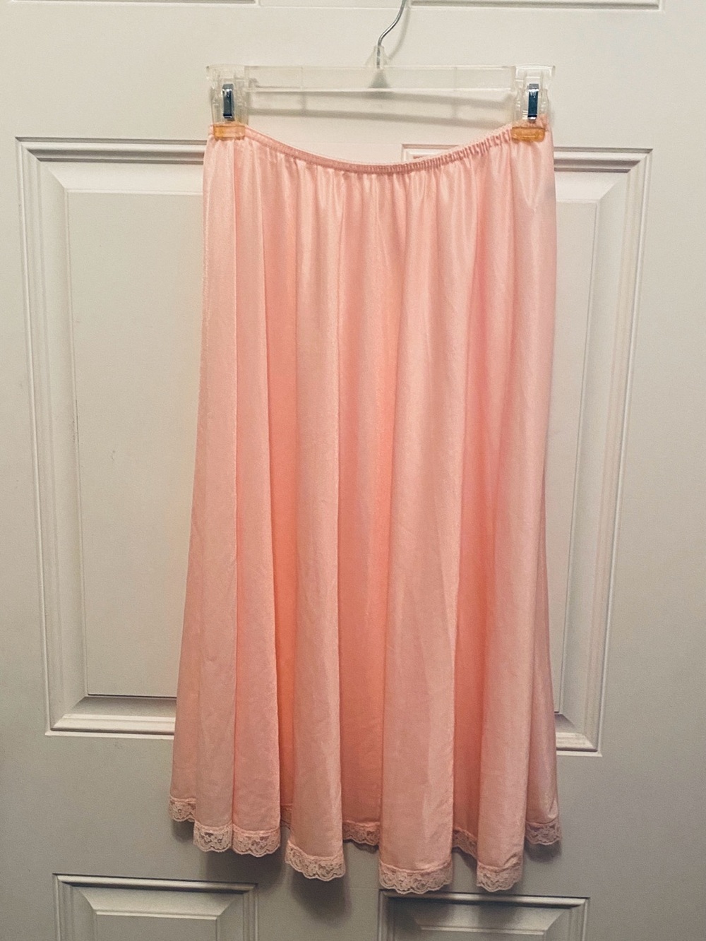 Light Pink Lace-Trim Half Slip with Elastic Waist